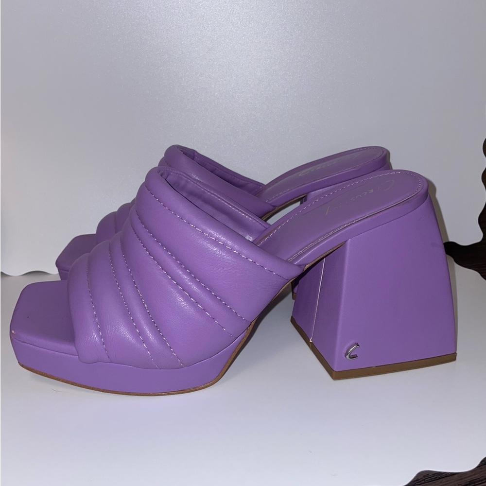 Purple Block Heel Mules